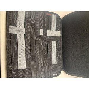 Elastic Grid Organizer Case With Black And Gray Woven Pattern For Electronics &